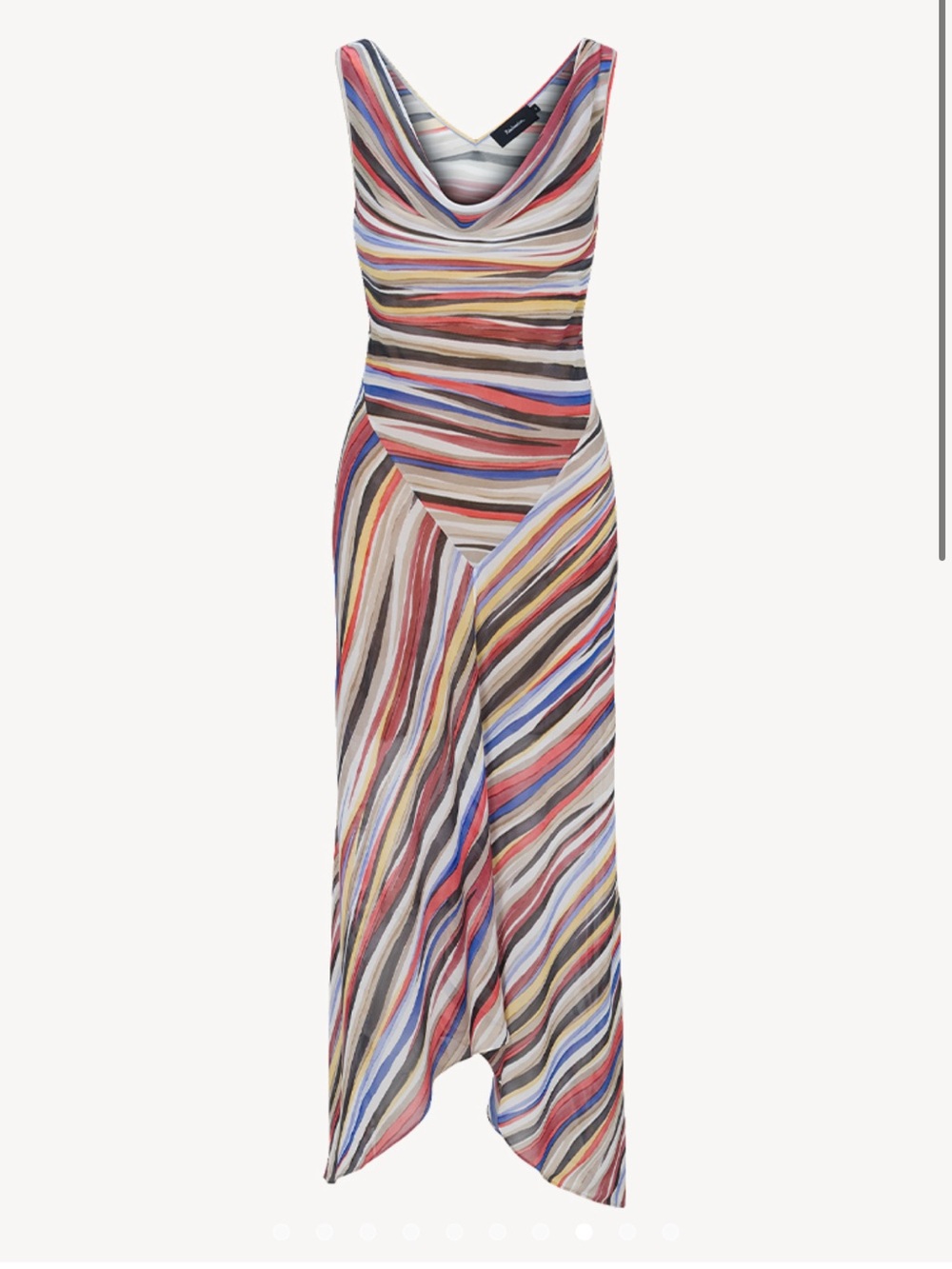 Multicolor Striped Cowl-Neck Maxi Dress